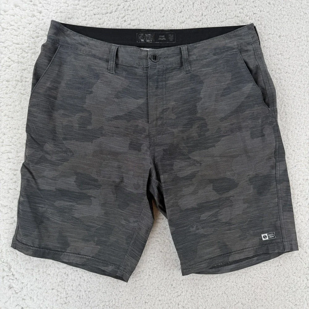 Salty Crew Shorts Mens 34 Gray Camo Hybrid Chino Stretch Hybrid Casual Summer